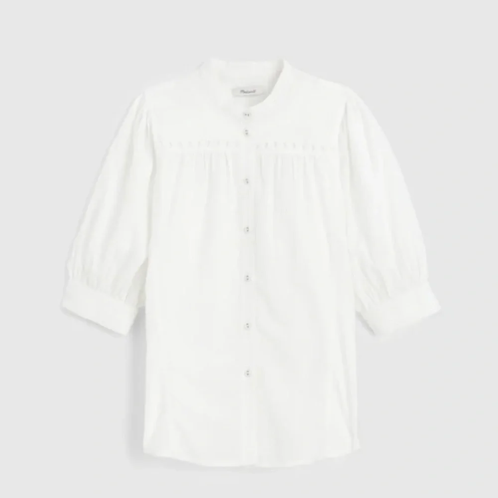 Madewell Puff-Sleeve Band-Collar Shirt size 8 nwt